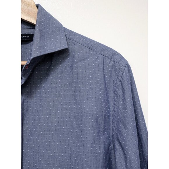 TOMMY HILFIGER - Men's Light Blue on Blue Dotted Button Down Shirt - Size M Slim - Picture 3 of 8
